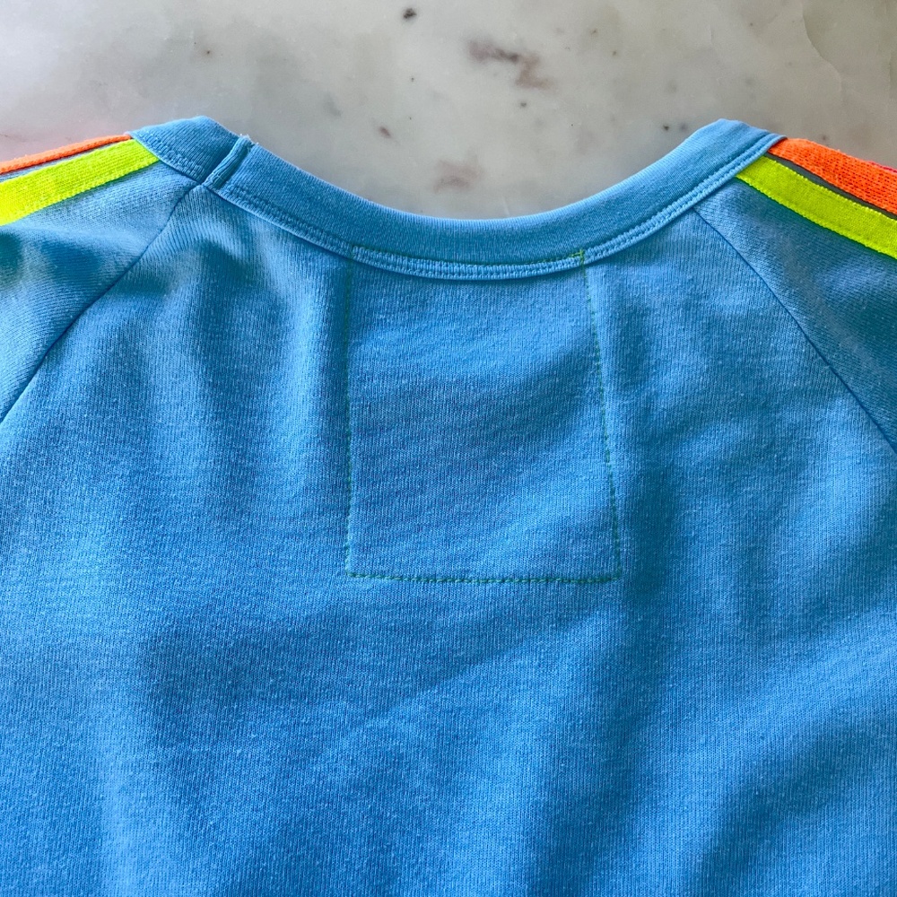 Aviator Nation Lightning Bolt Neon Rainbow Stripe Crop Sweatshirt in Blue - Picture 8 of 14